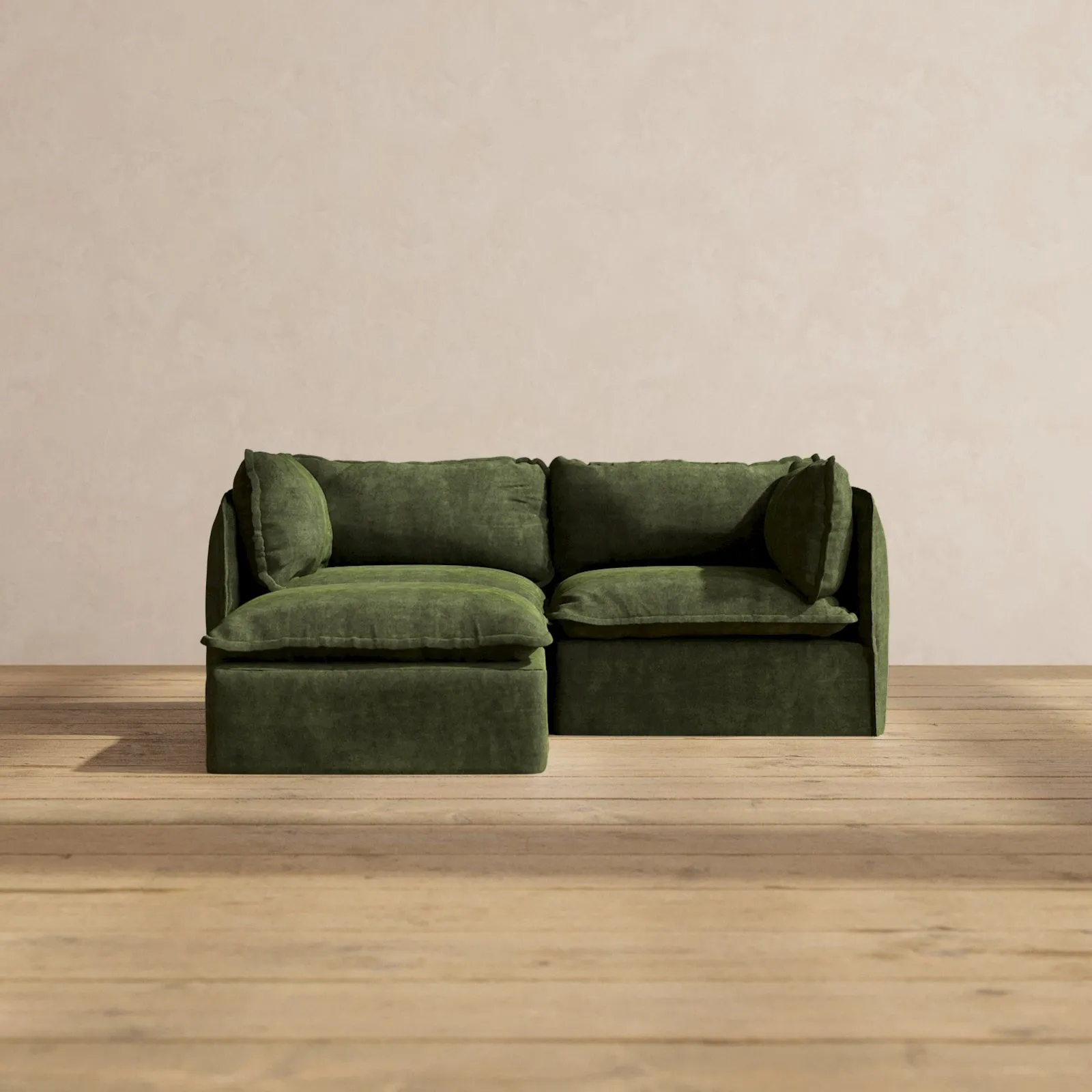 Modular Performance 2-Seater Sectional in Olive | Relaxed Blend