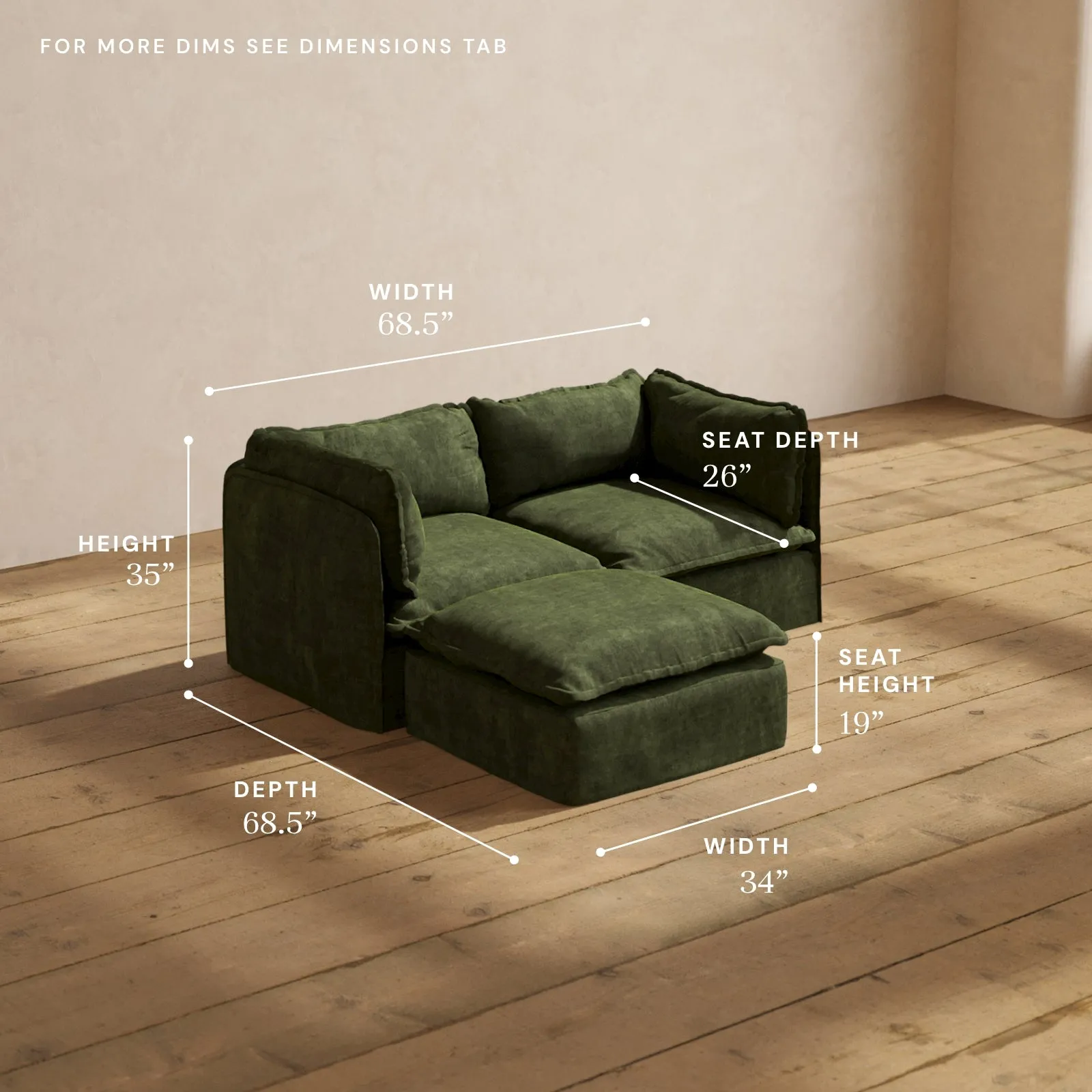 Modular Performance 2-Seater Sectional in Olive | Relaxed Blend