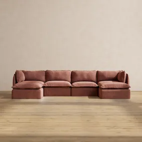 Modular Performance 4-Seater U-Sectional in Chestnut | Relaxed Blend