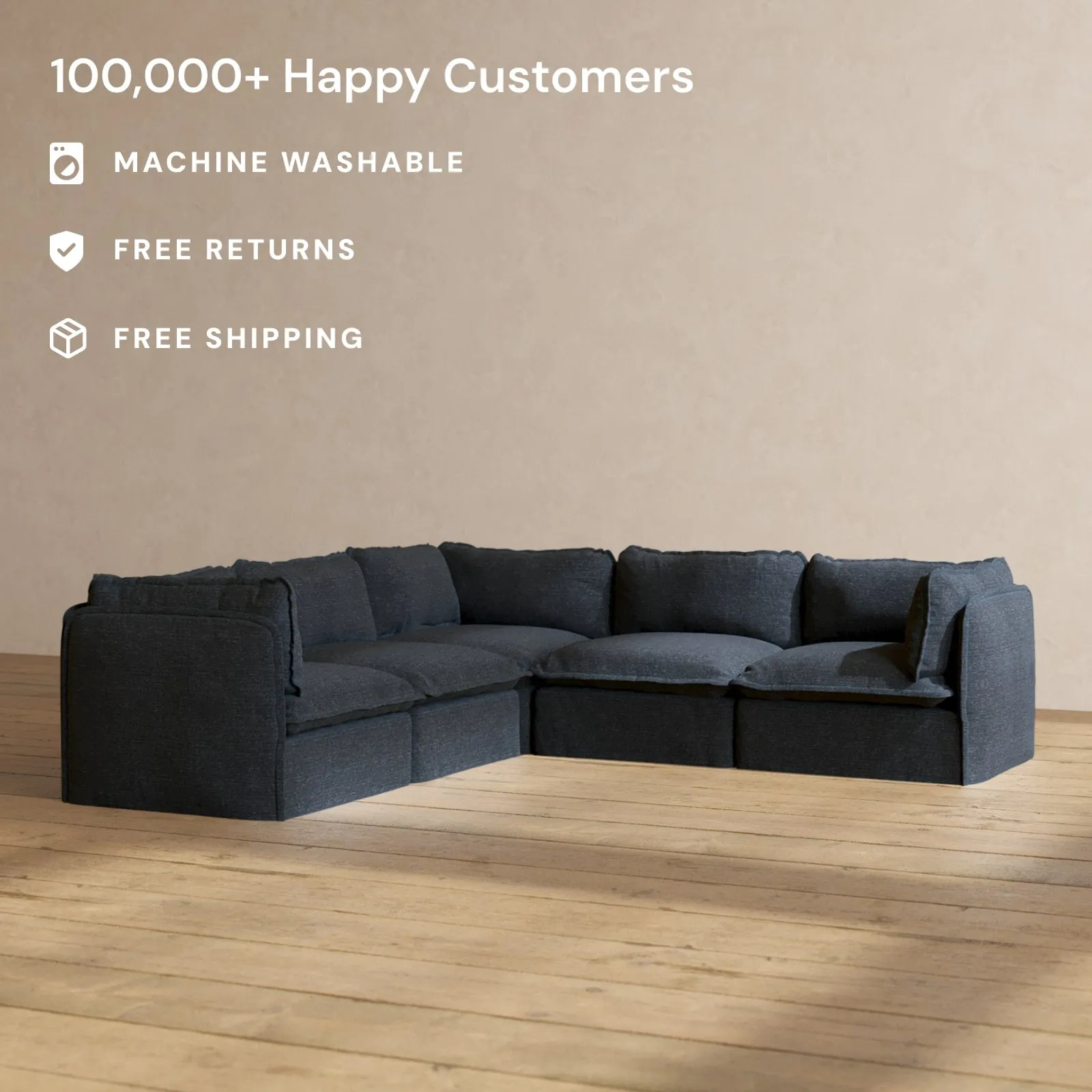 Modular Performance 5-Seater Corner Sectional in Indigo | Relaxed Blend