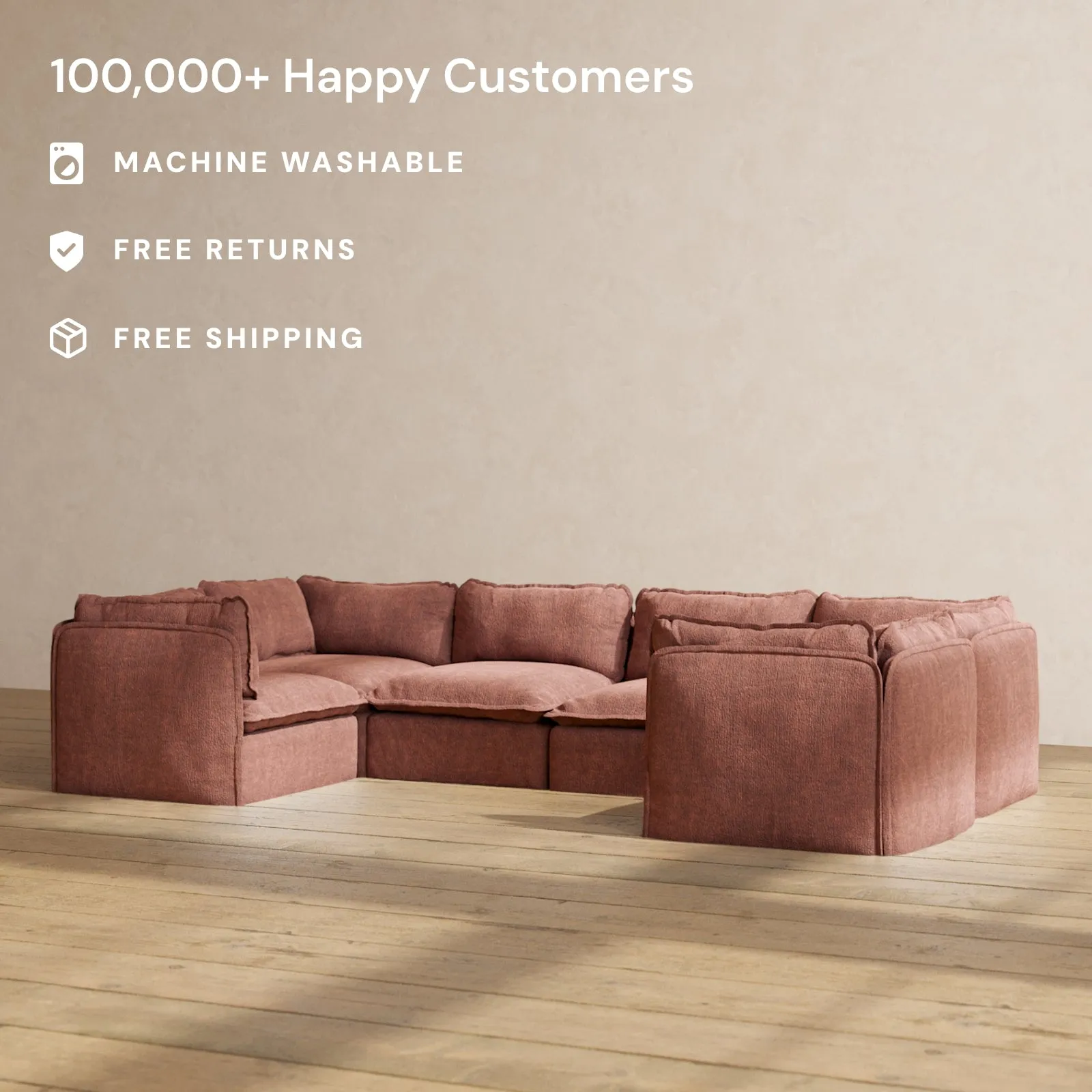 Modular Performance 6-Seater U-Sectional in Chestnut | Relaxed Blend