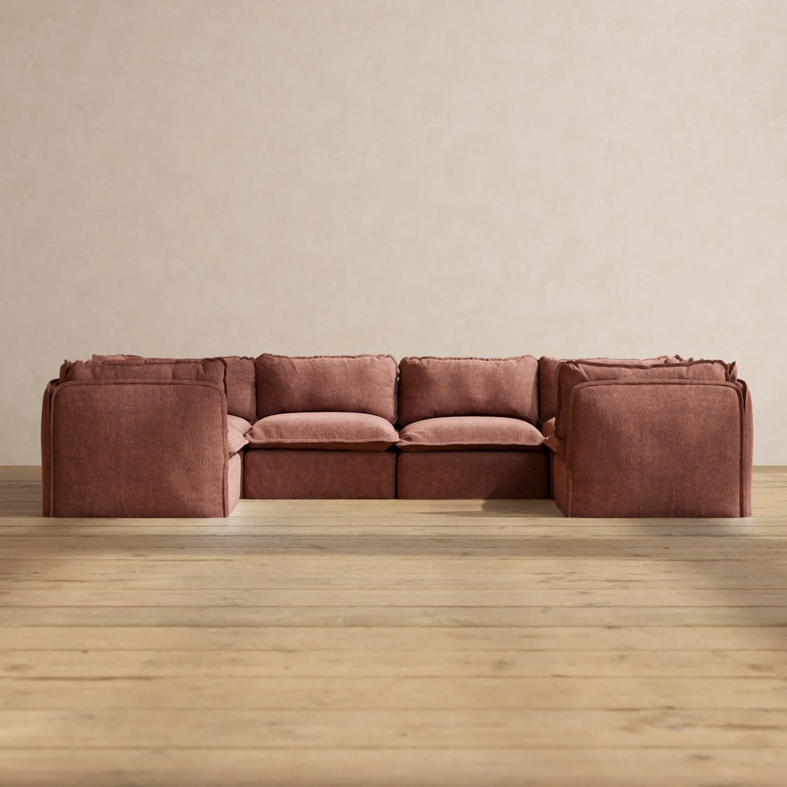 Modular Performance 6-Seater U-Sectional in Chestnut | Relaxed Blend