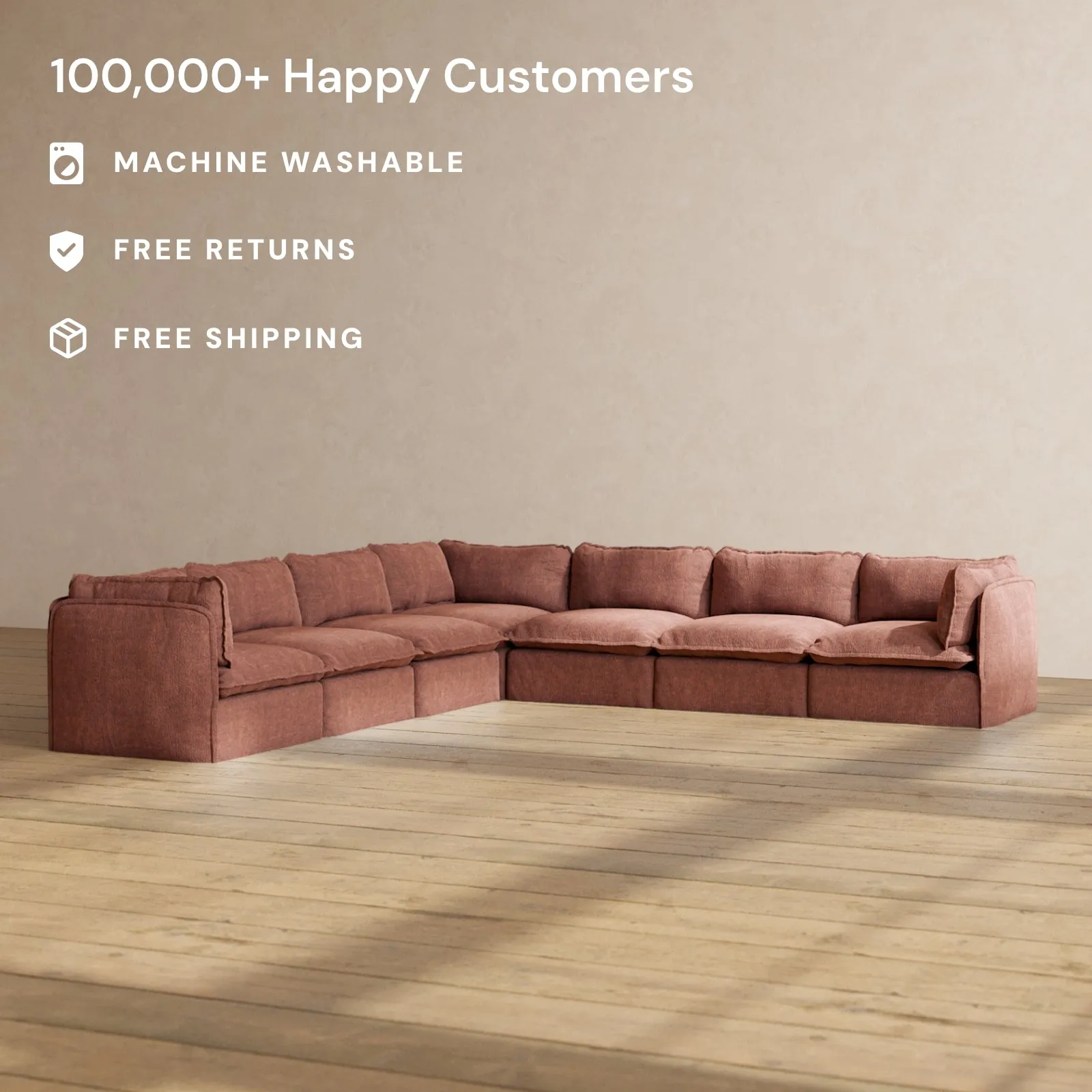 Modular Performance 7-Seater Corner Sectional in Chestnut | Relaxed Blend