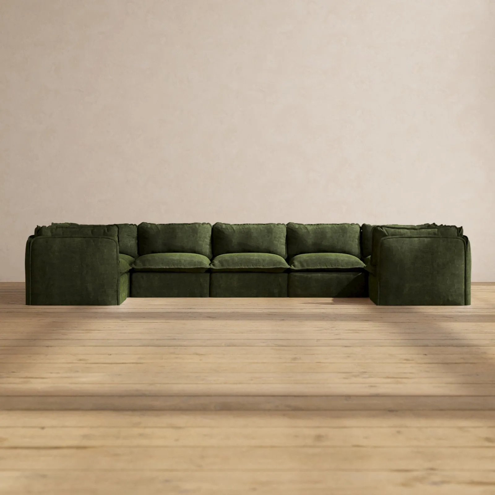 Modular Performance 7-Seater U-Sectional in Olive | Relaxed Blend