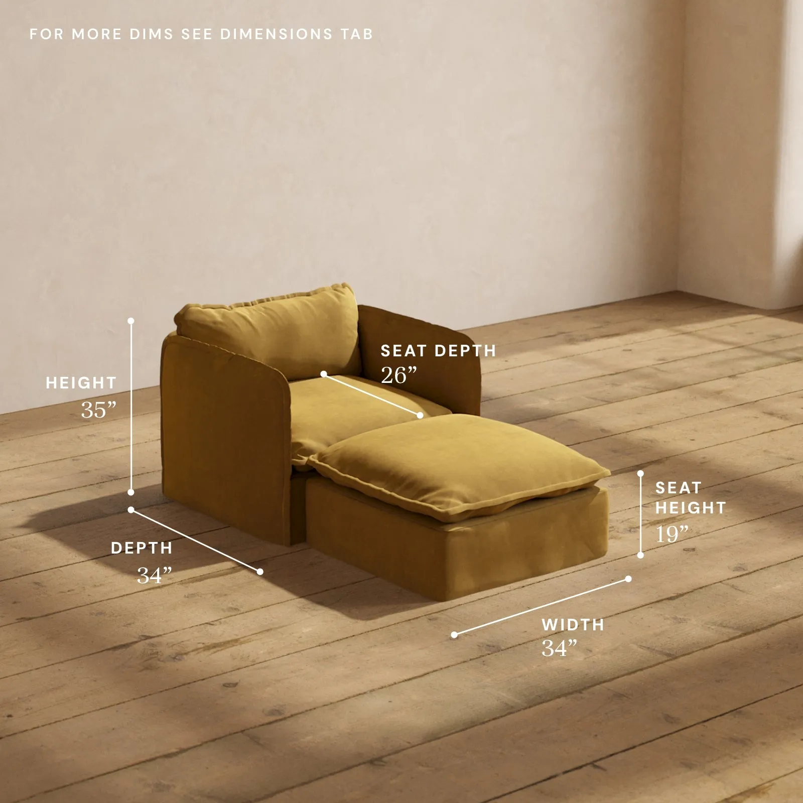 Modular Performance Chaise Armchair in Toffee | Relaxed Blend