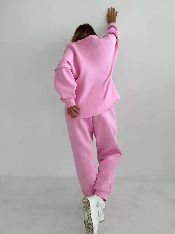 Patchwork Loungewear 2-Piece - Sweatpants & Relaxed Sweatshirt