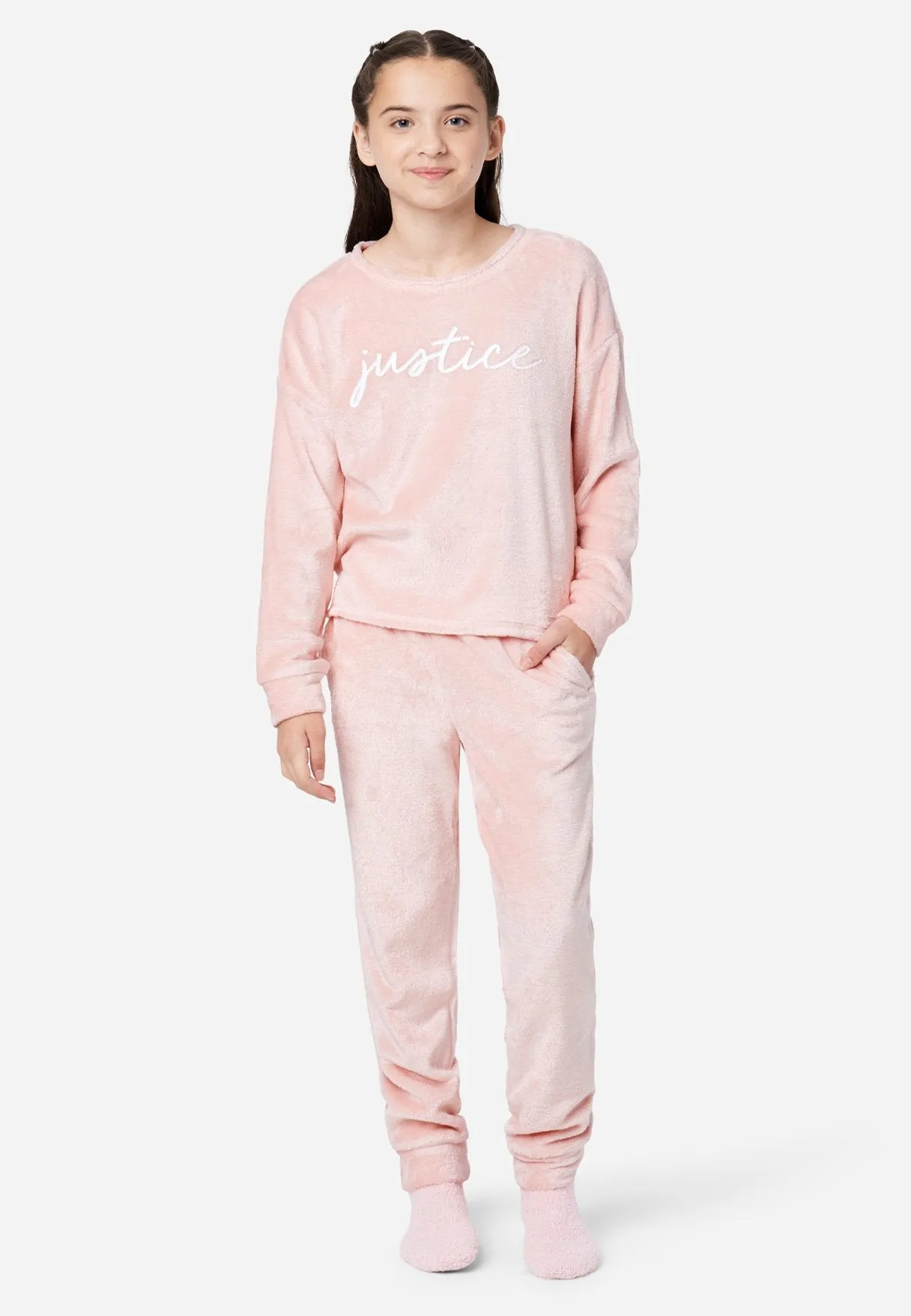 Plush Patterned Pajama Set