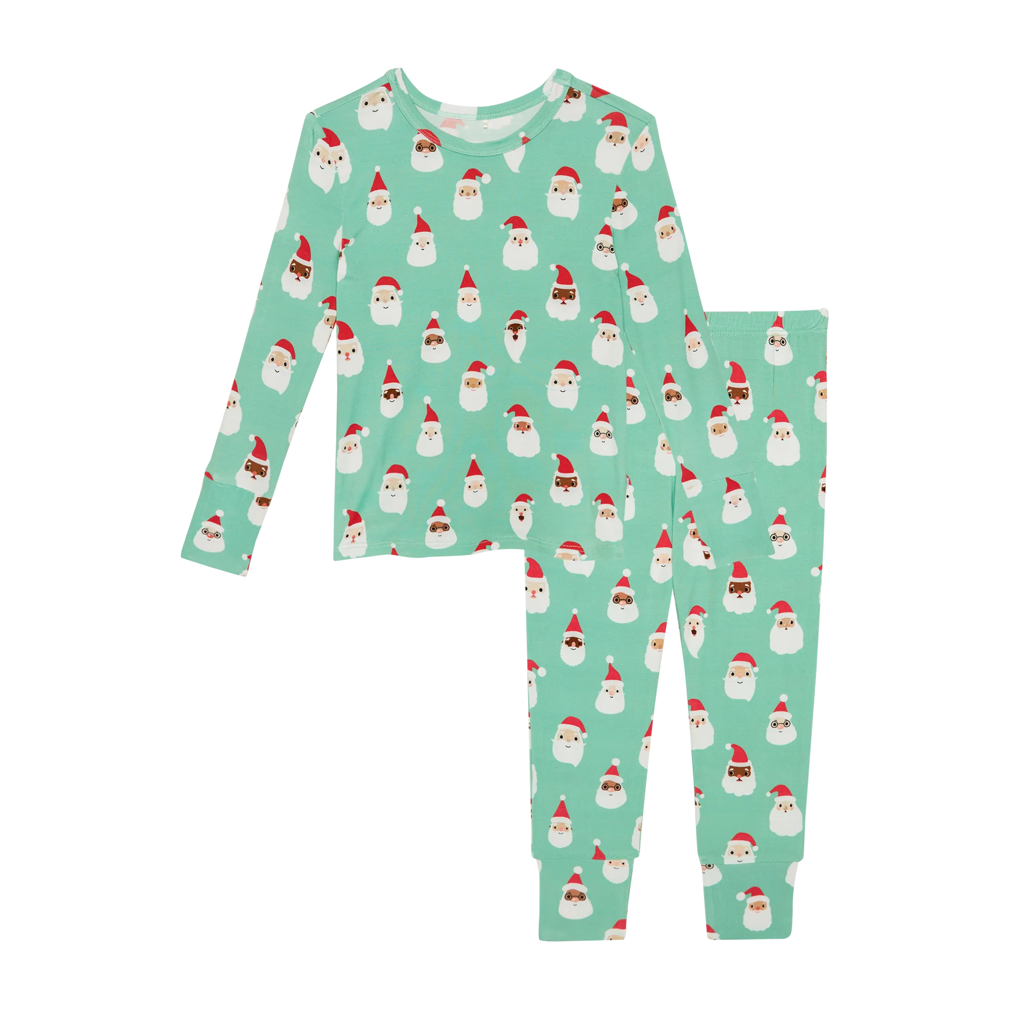 Posh Peanut Basic Long Sleeve Pajamas - Santa Medley