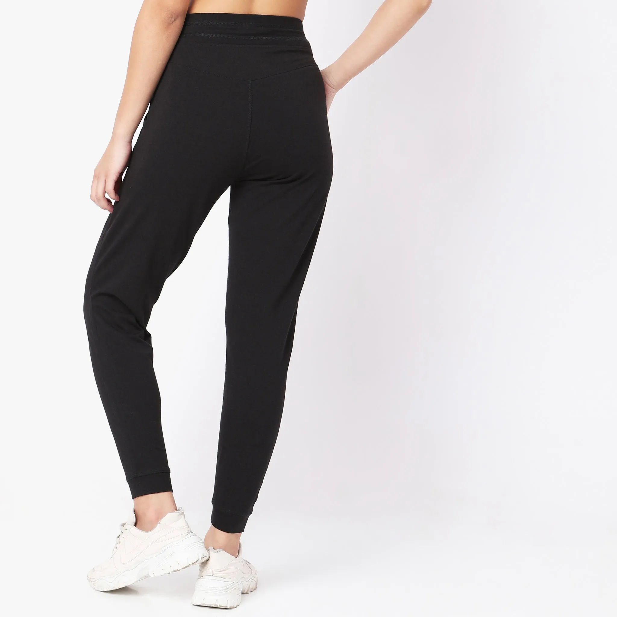 Skinny Fit Solid High Rise Joggers