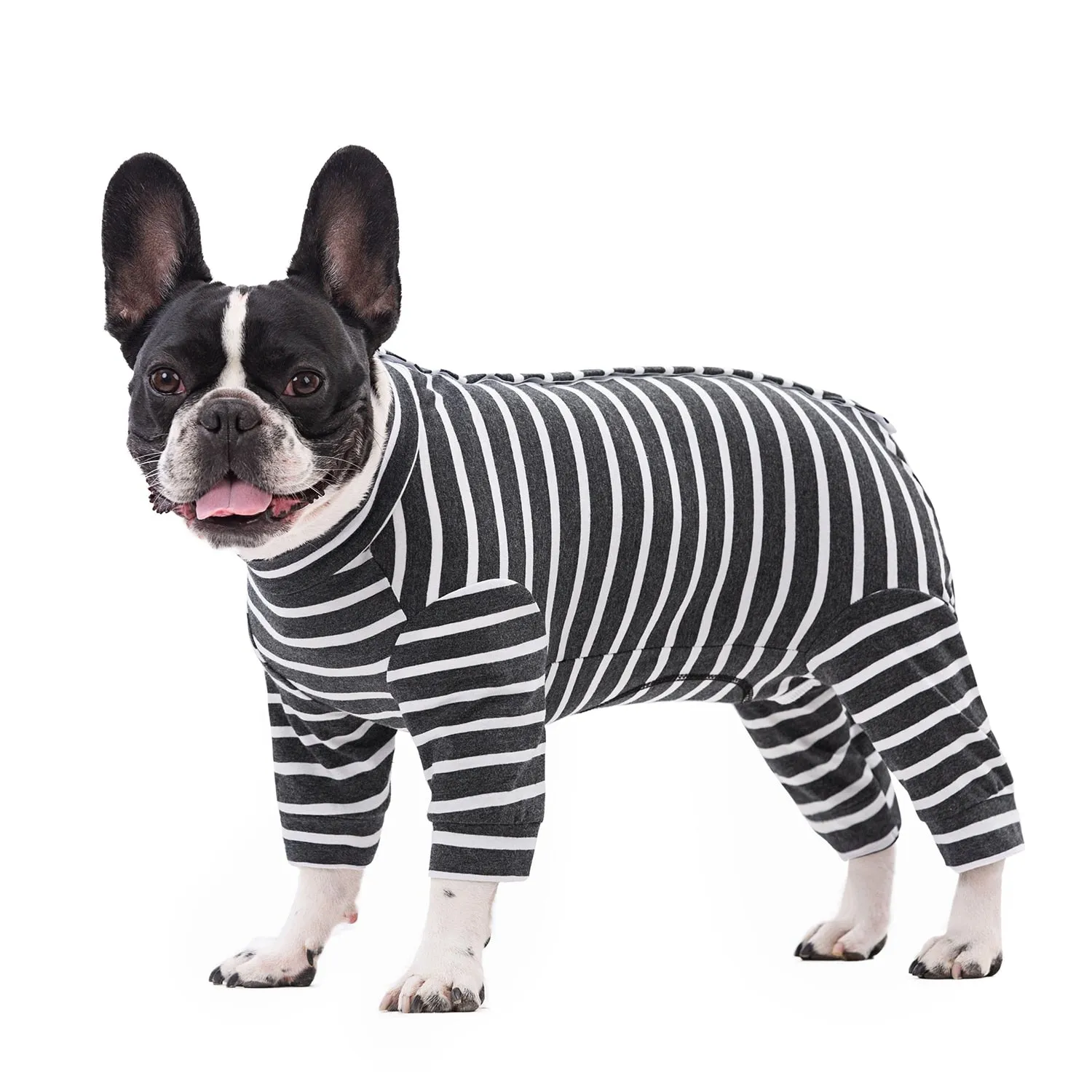 StripeNap French Bulldog Pajamas Stylish and Snug Striped Sleepwear