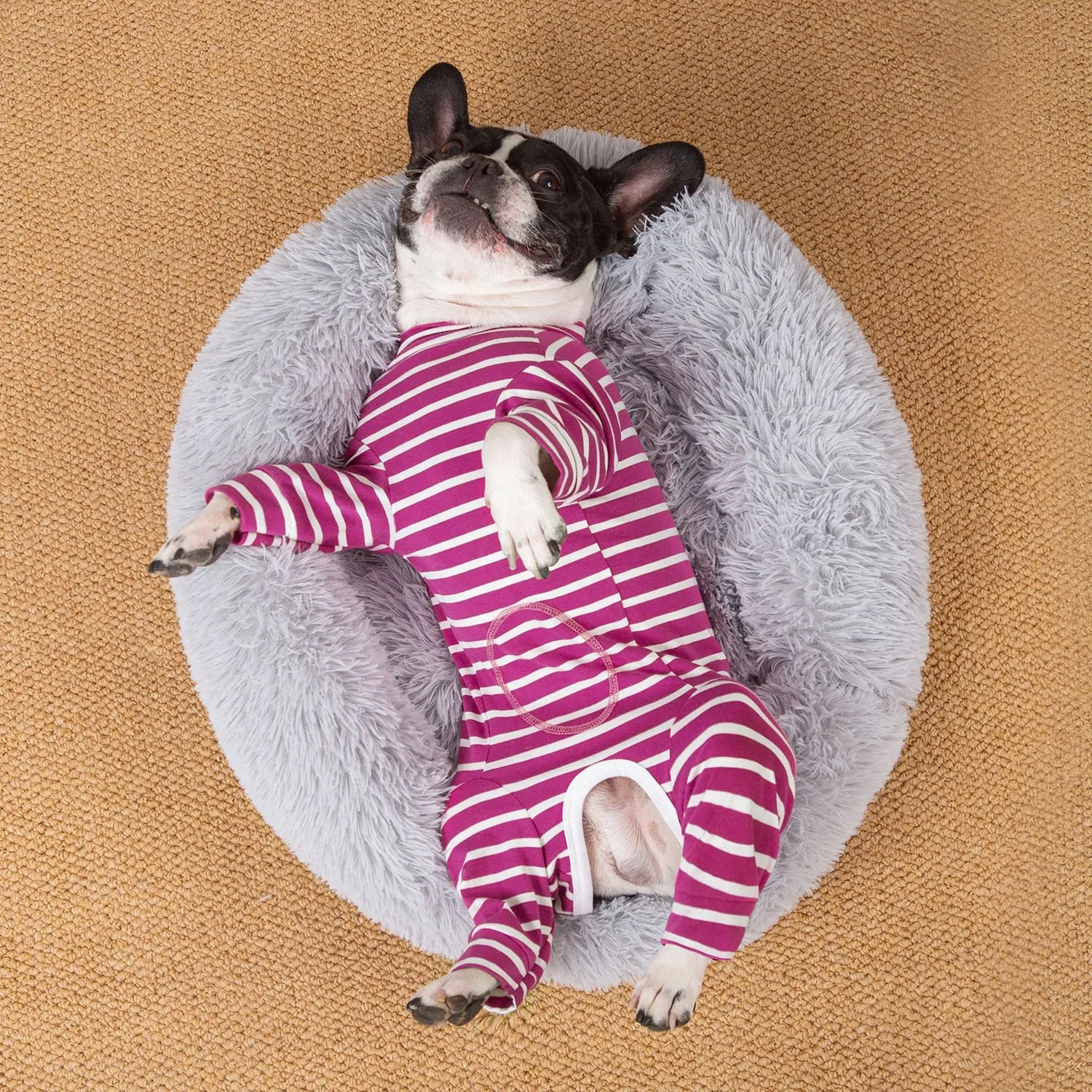 StripeNap French Bulldog Pajamas Stylish and Snug Striped Sleepwear