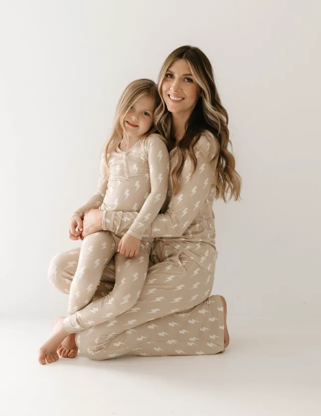 Tan & Cream Lightning Bolt | Women's Bamboo Pajamas