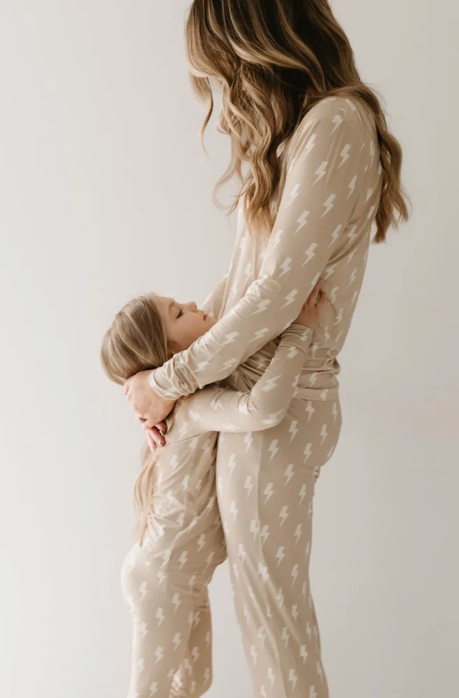 Tan & Cream Lightning Bolt | Women's Bamboo Pajamas