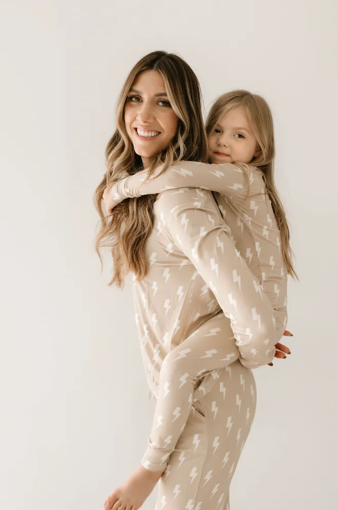 Tan & Cream Lightning Bolt | Women's Bamboo Pajamas