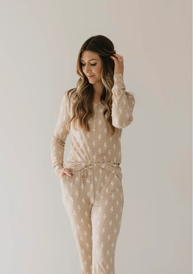 Tan & Cream Lightning Bolt | Women's Bamboo Pajamas