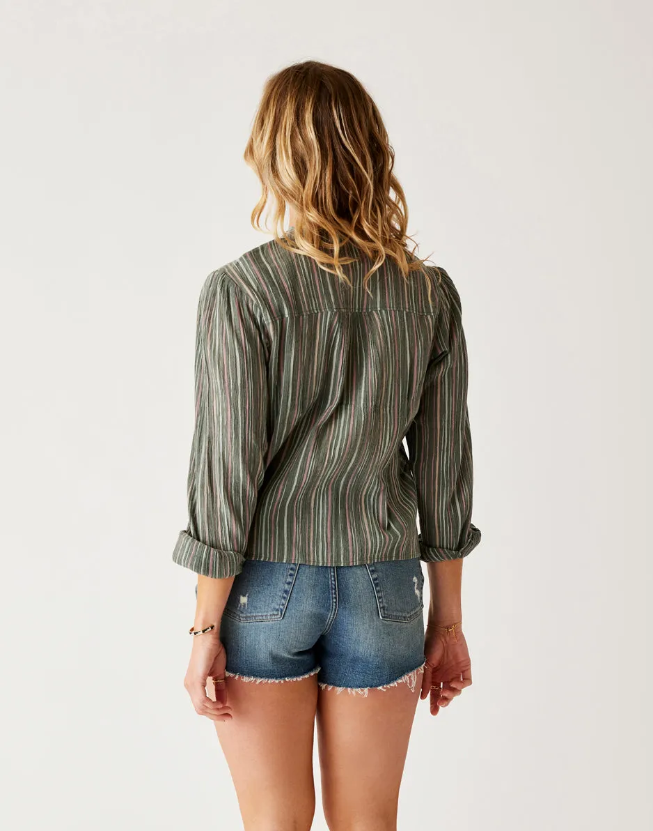 Tatum Gauze Top: Cilantro Stripe