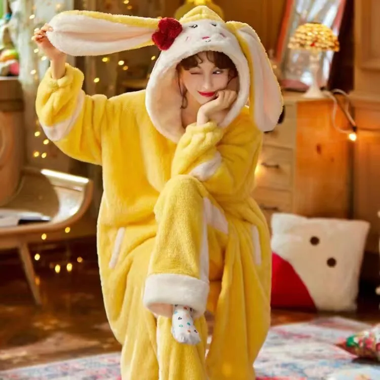 Warm and Cozy Hooded Women's Pajama Set for Autumn and Winter