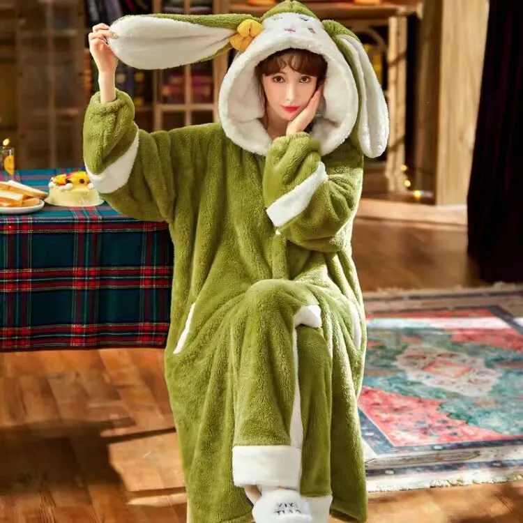 Warm and Cozy Hooded Women's Pajama Set for Autumn and Winter