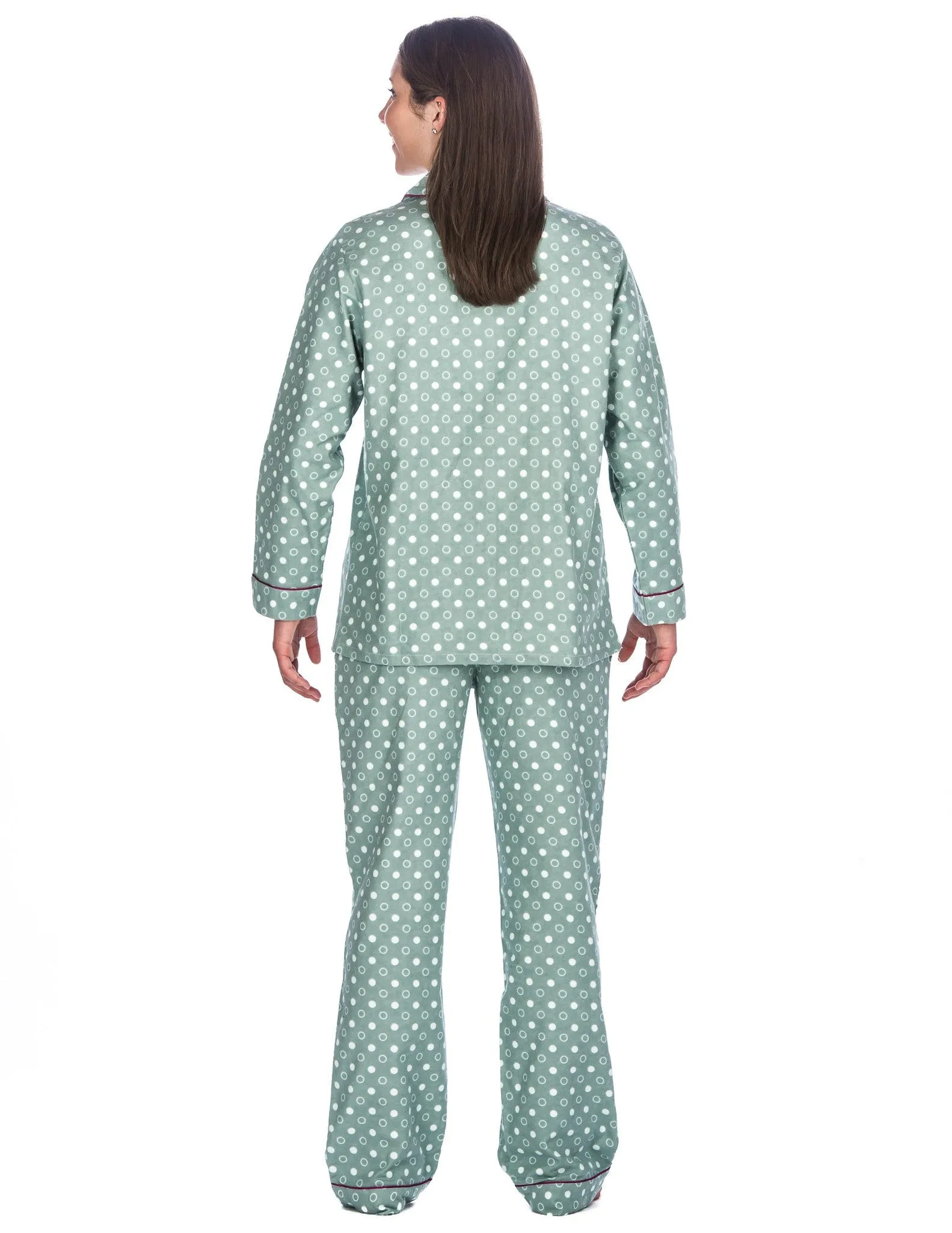 Womens 100% Cotton Flannel Pajama Sleepwear Set - Relaxed Fit