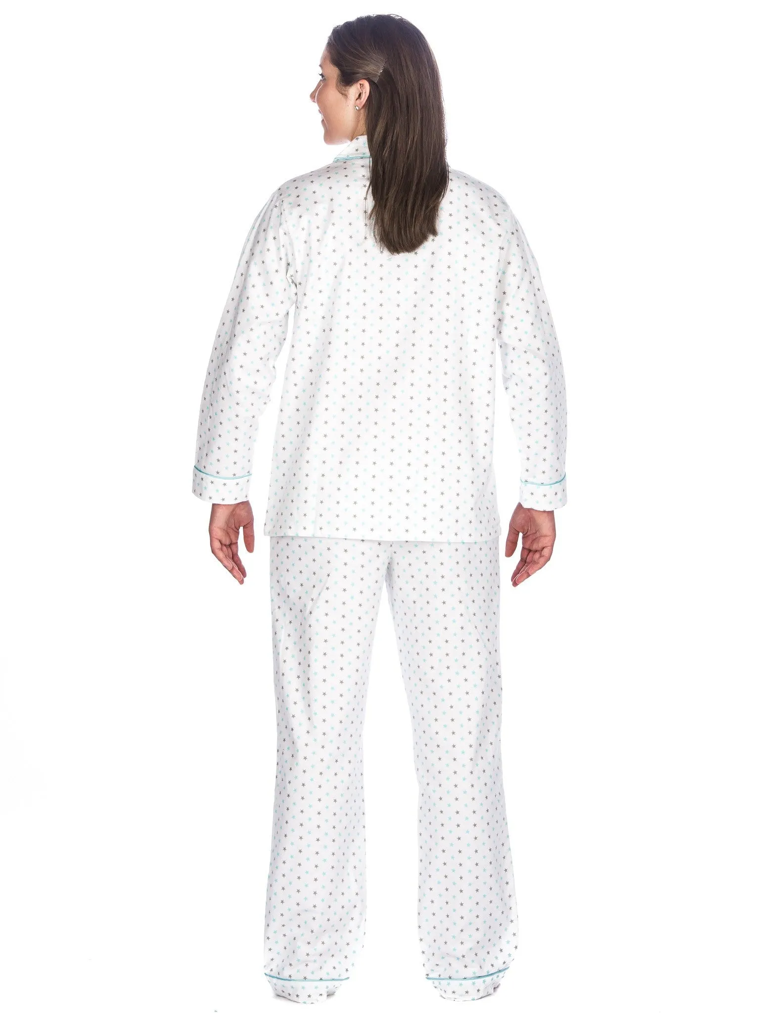 Womens 100% Cotton Flannel Pajama Sleepwear Set - Relaxed Fit