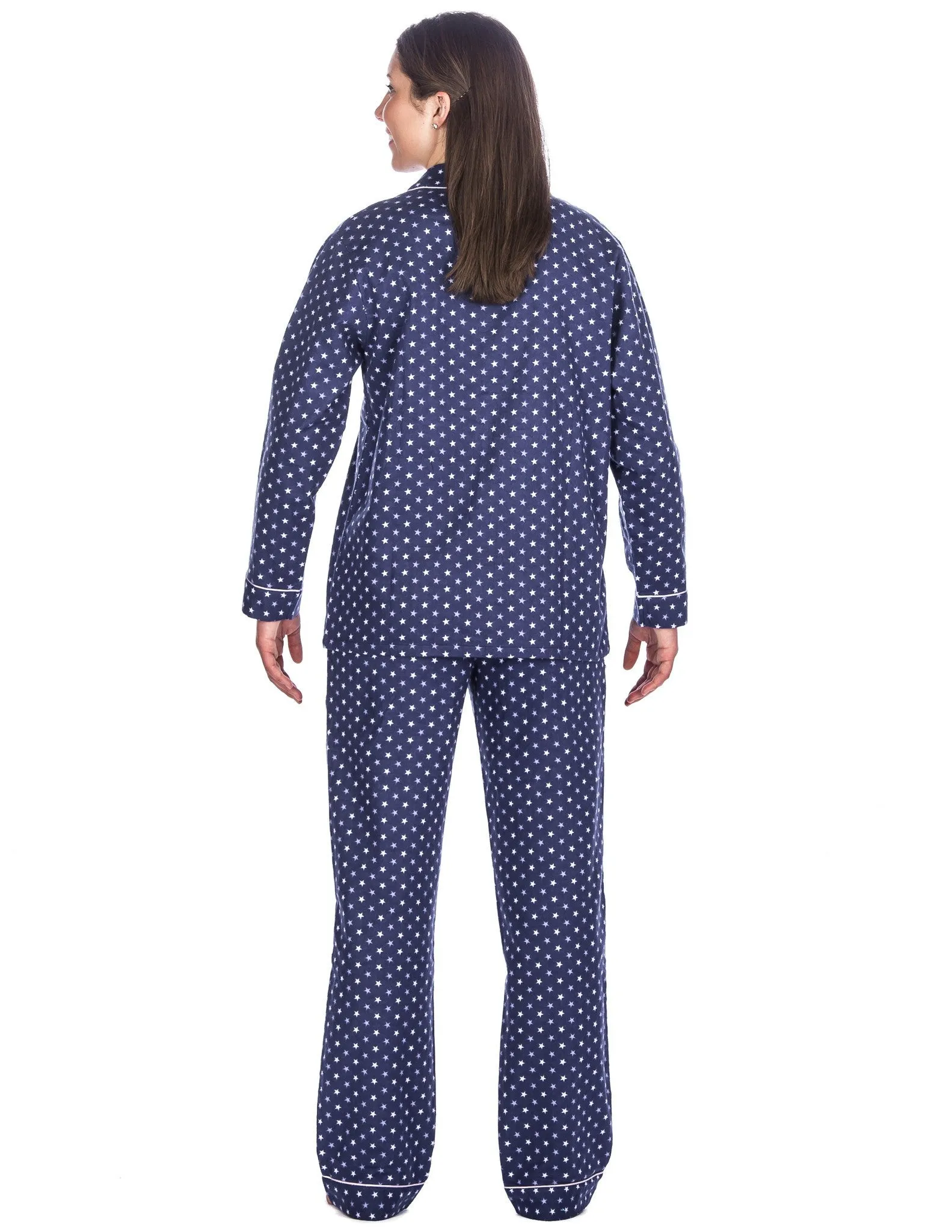 Womens 100% Cotton Flannel Pajama Sleepwear Set - Relaxed Fit