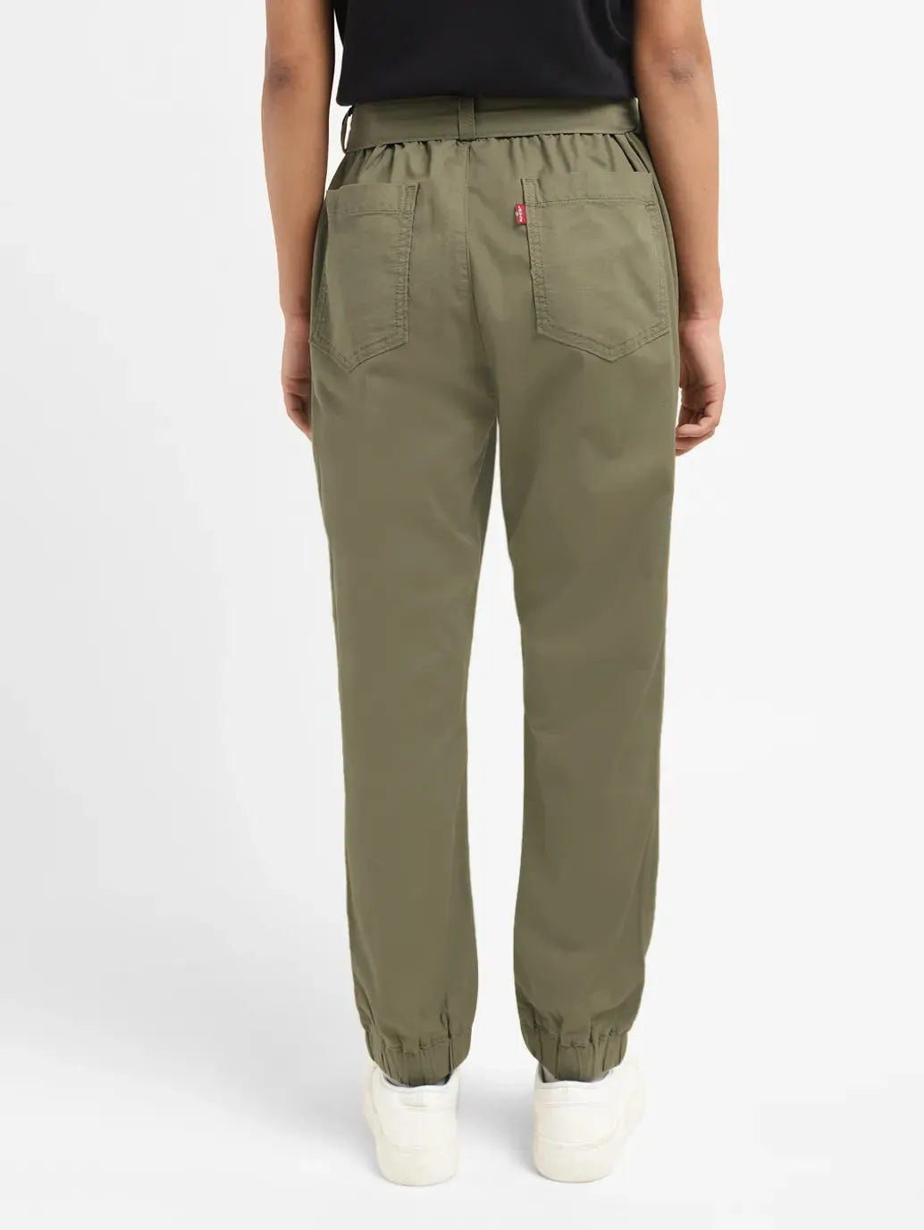 Women's High Rise Olive Regular Fit  Joggers