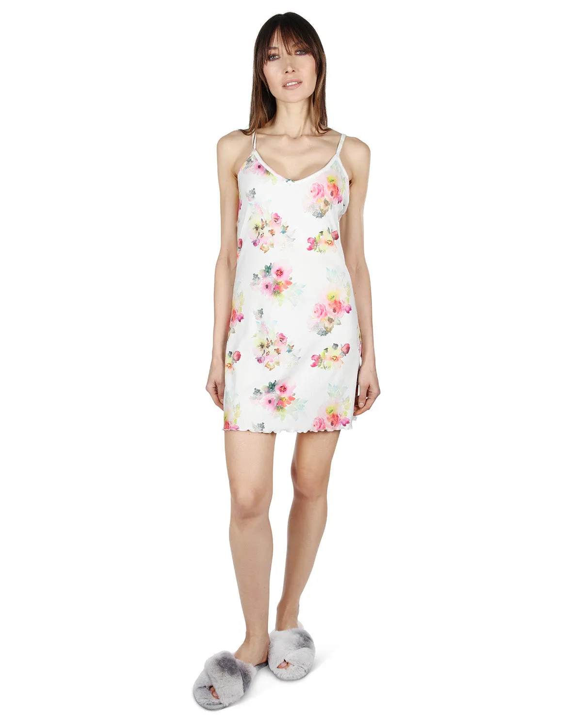 Women's Scalloped Edge Floral Chemise