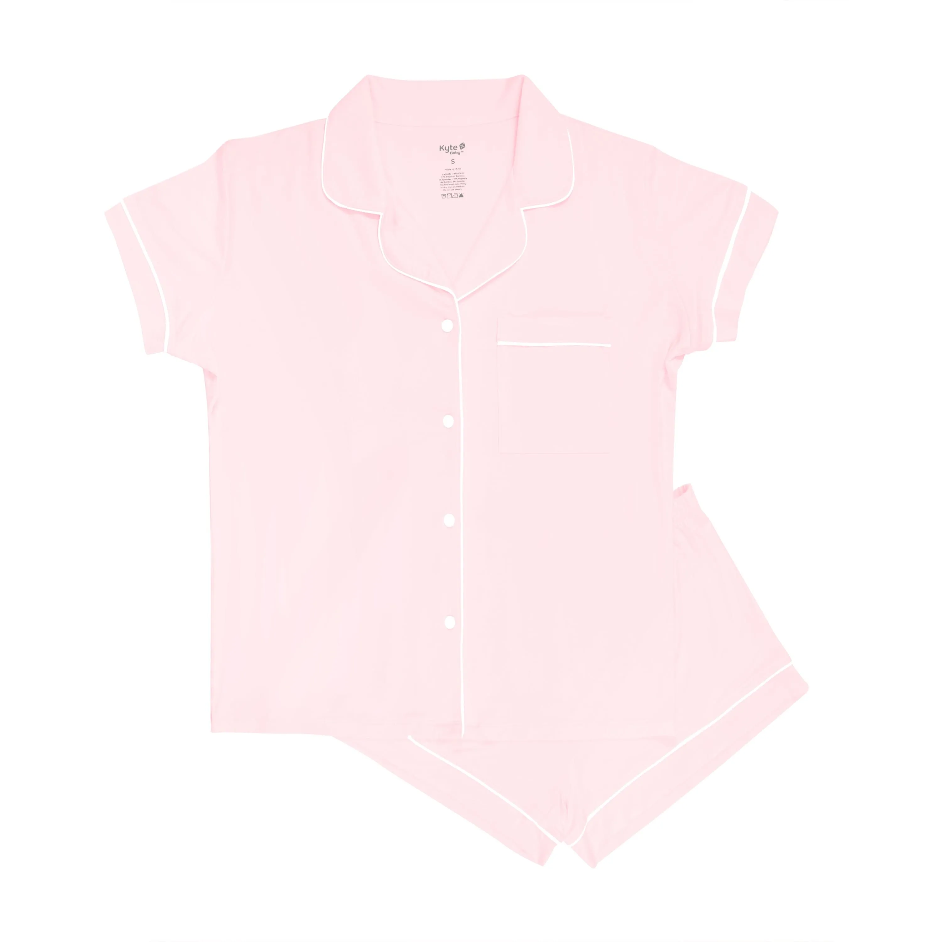 Women’s Short Sleeve Pajama Set in Sakura with Cloud Trim