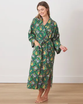 Woodland Critters - Lightweight Flannel Robe - Fern